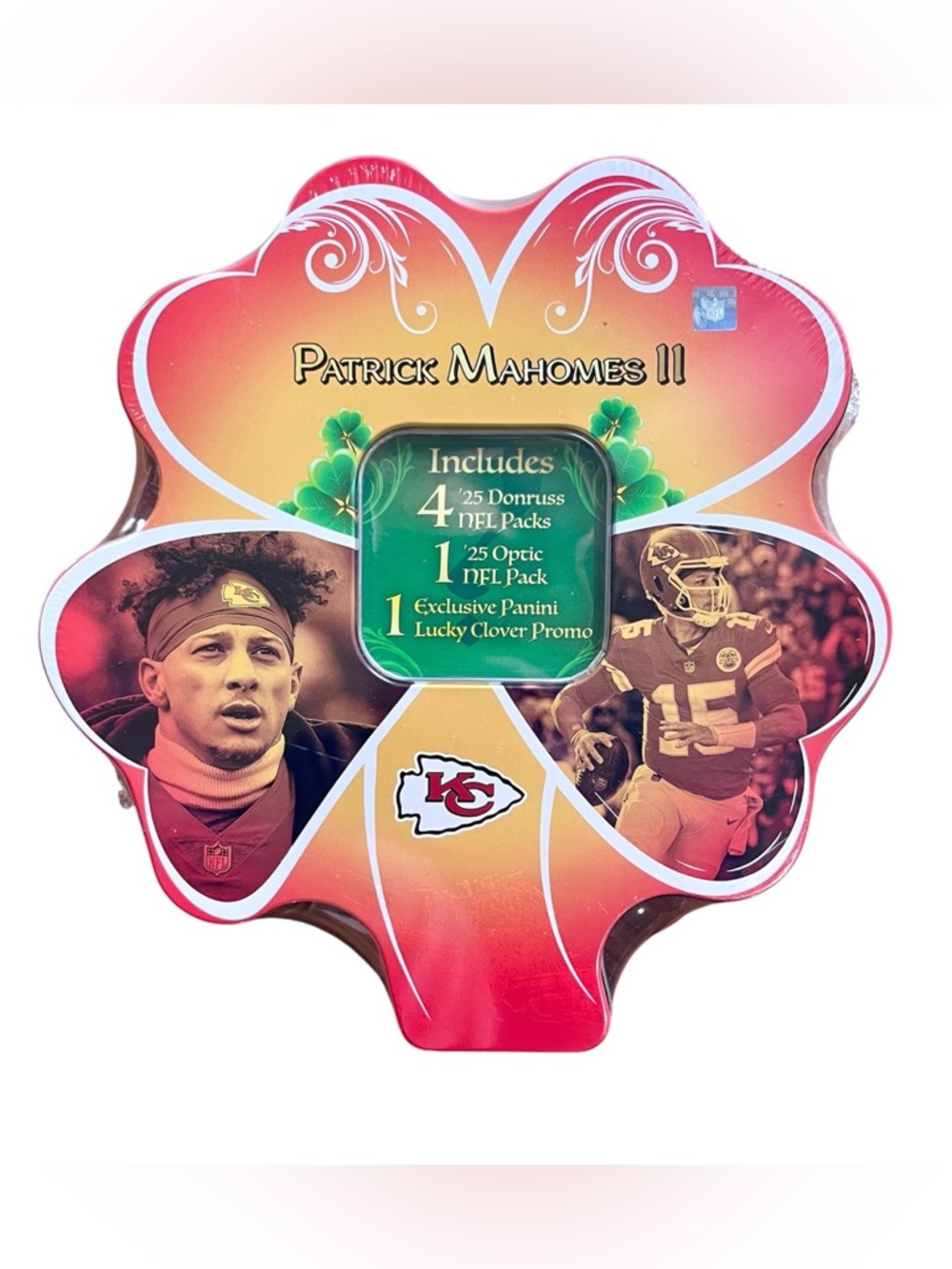 NFL 2025 Panini Trading Cards Shamrock Tin - PATRICK MAHOMES New Factory Sealed!